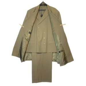 Giorgio Fiorelli Uomo Milano Italy Super 120s Wool Blend 3pc Suit Men’s Tan